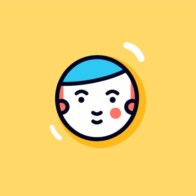 Icône plate vectorielle d'une personne portant une casquette bleue sur un fond jaune vif