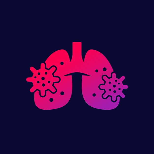 Icône De Pneumonie Avec Poumons Et Virus