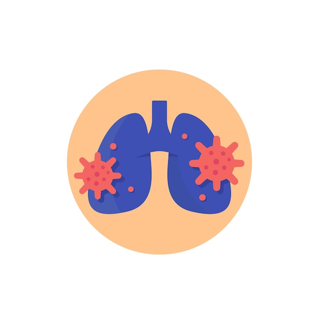 Icône de pneumonie avec virus et poumons