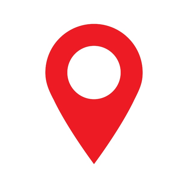 Vecteur icône de point d'épingle avec le symbole de pointeur de localisation de carte rouge isolé sur fond blanc