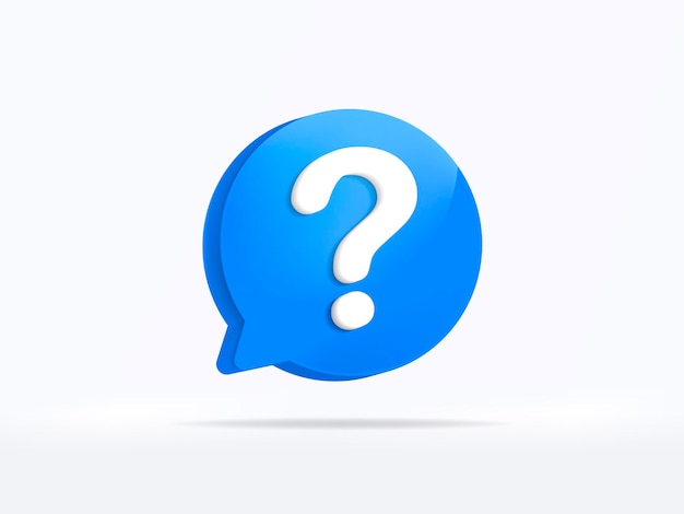 Icône de point d'interrogation de notification bleue attention signe sms et message internet. Rendu 3D.