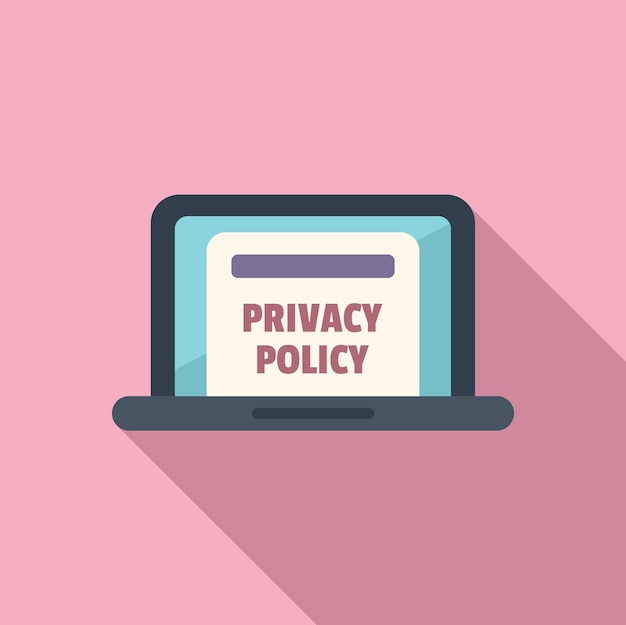 Icône de la politique de confidentialité de l'ordinateur portable vecteur plat Protéger les règles