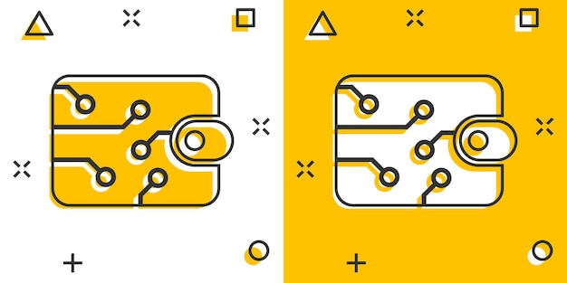 Icône De Portefeuille Numérique Dans Le Style Comique Pictogramme D'illustration De Dessin Animé De Vecteur De Sac De Crypto Finance En Ligne Ecommerce Business Concept Effet Splash