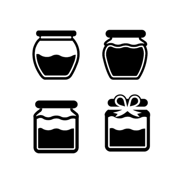 Vecteur icône de pot de miel et silhouette sur un sol blanc