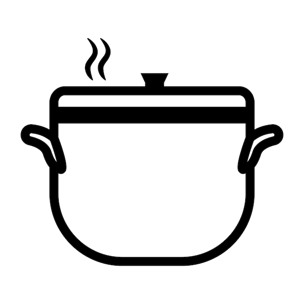 Vecteur icône de pot avec soupe ou bouillon bouillant instructions sur les aliments sains pour faire bouillir un produit comment cuisiner un manuel de plat