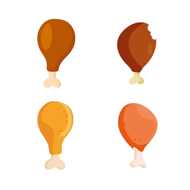 Icône de poulet frit vecteur icône de poulet frit emoji mignon avec visage heureux fastfood