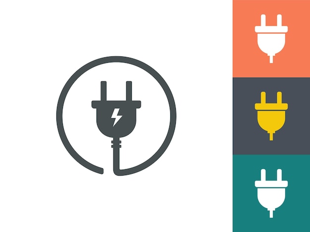 Vecteur une icône de prise de courant avec une prise au milieu style de conception plate de vecteur d'icône de prise électrique