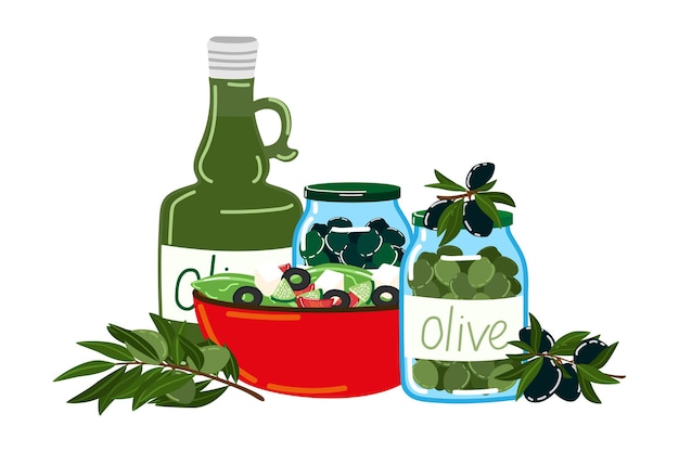 Vecteur icône de produit alimentaire oliva, salade de cuisine alimentaire