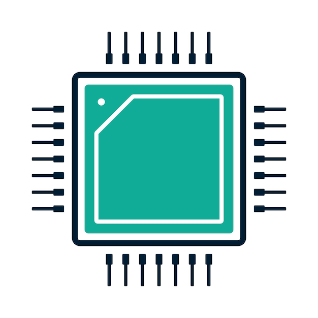 icône de puce symbole de mémoire ou d'illustration vectorielle du chipset du processeur