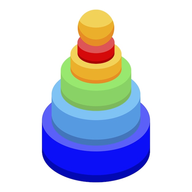 Icône de pyramide colorée de bébé Isométrique de l'icône de vecteur de pyramide colorée de bébé pour la conception de sites Web isolée sur fond blanc