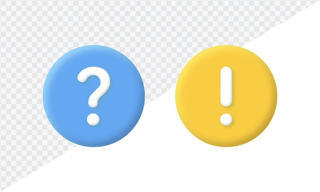 Vecteur icône de question et d'information en bouton moderne 3d ou signe de point d'exclamation et icônes de support faq