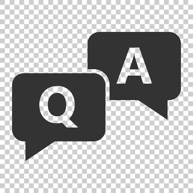 Icône de question et de réponse en style plat Illustration vectorielle de bulle de discours sur un fond isolé Concept d'entreprise de réponse à la question
