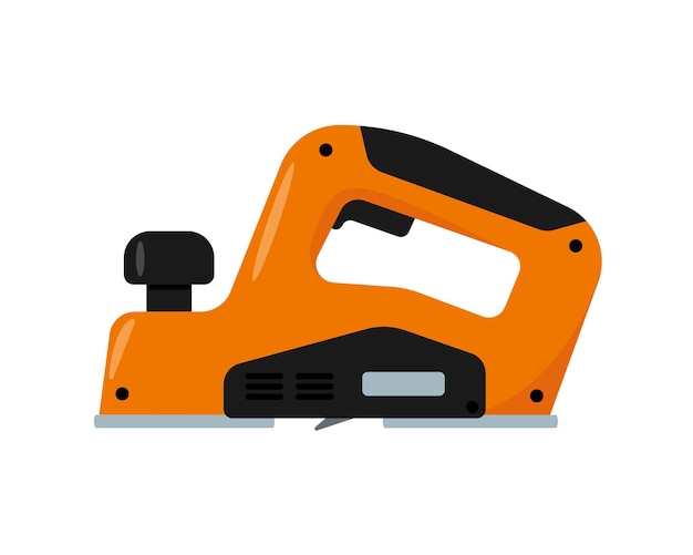 Vecteur icône de rabot électrique. outil à main orange. équipement ou appareil de travail