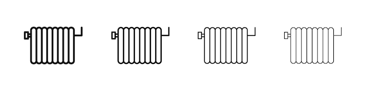 Vecteur icône de radiateur ensemble de symboles de signe de contour