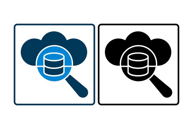 Icône de recherche de base de données liée à la recherche appropriée pour les interfaces utilisateur d'applications de sites Web imprimables, etc. Style d'icône solide conception vectorielle simple modifiable