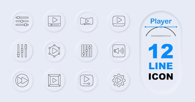 Icône de réglage du lecteur Des diapositives contrôleur d'écran vidéo avec bouton de lecture haut-parleur réglage du son de l'icône de lecture avancement rapide du volume du réseau vidéo