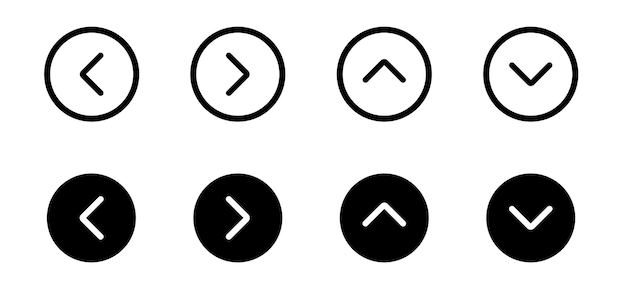 Icône de réglage des flèches Bouton flèche gauche-haut-droite-bas Conception vectorielle noire Illustration vectorielle