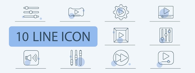 Icône de réglage des supports Paramètres de lecture vidéo diapositives audio réglage du son contrôle de l'égalisation interface multimédia divertissement lecture expérience utilisateur numérique