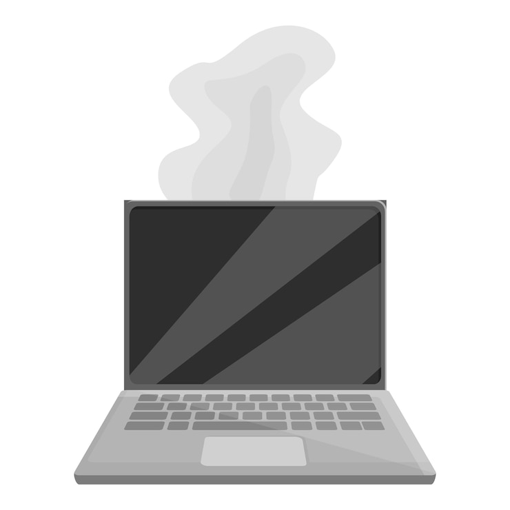Vecteur icône de réparation d'ordinateur portable fumeur dessin animé de l'icône de vecteur de réparation d'ordinateur portable fumeur pour la conception de sites web isolée sur fond blanc
