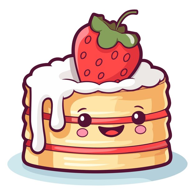 Vecteur une icône représentant un gâteau à la crème aux fraises dans le style de dessin animé adapté à l'illustration