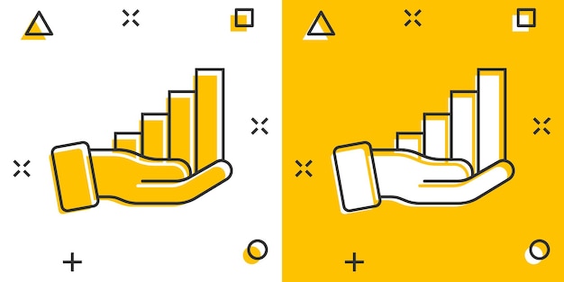 Icône De Revenu De Croissance Dans Le Style Comique Diagramme Avec Illustration De Vecteur De Dessin Animé à La Main Sur Fond Blanc Isolé Finance Augmenter Le Concept D'entreprise Effet Splash