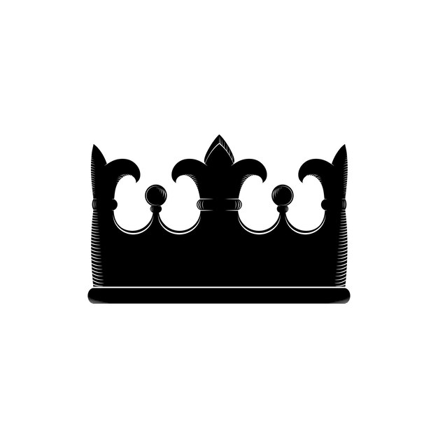 Icône De Roi Couronne Noir Sur Fond Blanc Vector Illustration Isolé