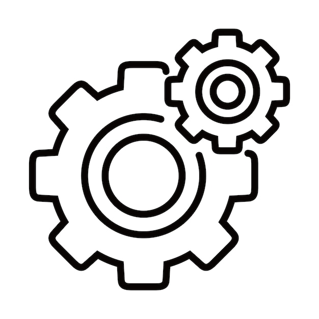 Icône de roue dentée en design plat à la mode signe et symbole de réparation