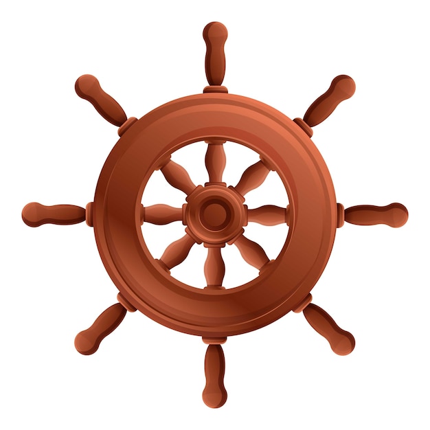 Icône de roue de navire de mer Cartoon de l'icône vectorielle de la roue de vaisseau de mer pour la conception web isolée sur fond blanc