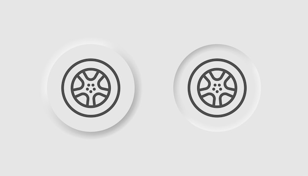 Icône de roue de voiture dans le style neumorphisme Icônes pour les affaires blanc UI UX Symbole de détails automobiles Service de vitesse de voiture Style neumorphique Illustration vectorielle
