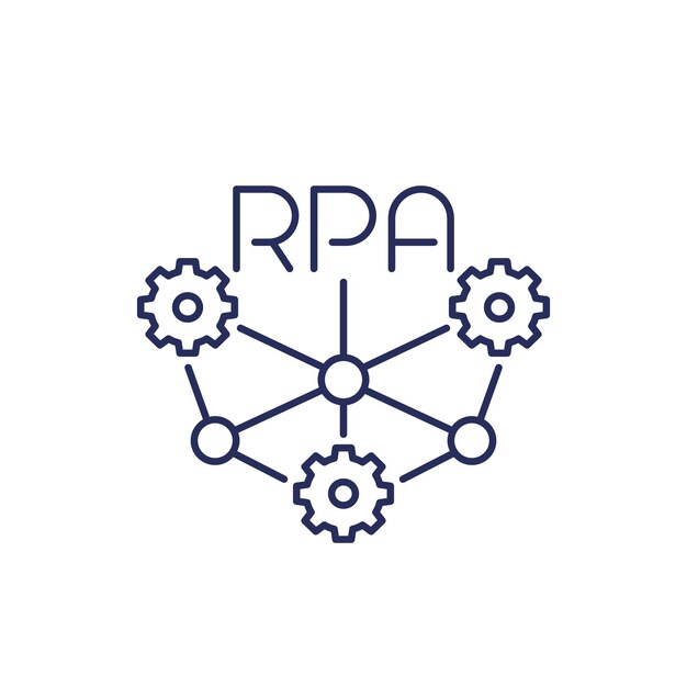 Vecteur icône rpa vecteur de ligne d'automatisation de processus robotique