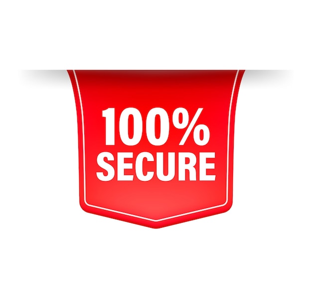 Icône avec ruban sécurisé 100 rouge
