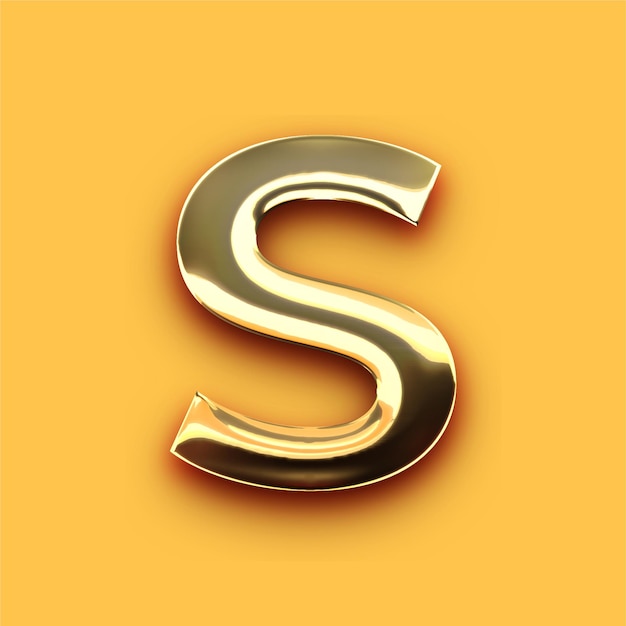 Icône S en lettres d'or chrome premium avec fond jaune personnalisable