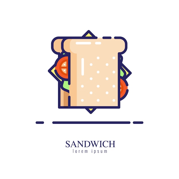 Icône De Sandwich Sur Fond Blanc