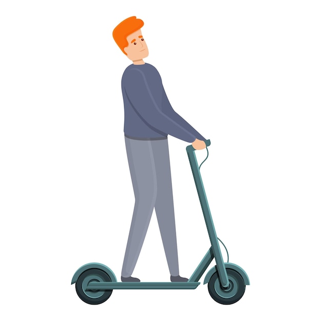 Icône de scooter électrique garçon cheveux roux. Dessin animé d'une icône vectorielle de scooter électrique de garçon aux cheveux rouges pour la conception de sites Web isolée sur fond blanc