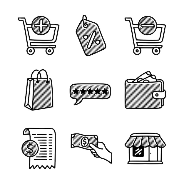 icône de shopping vecteur d'illustration dessiné à la main