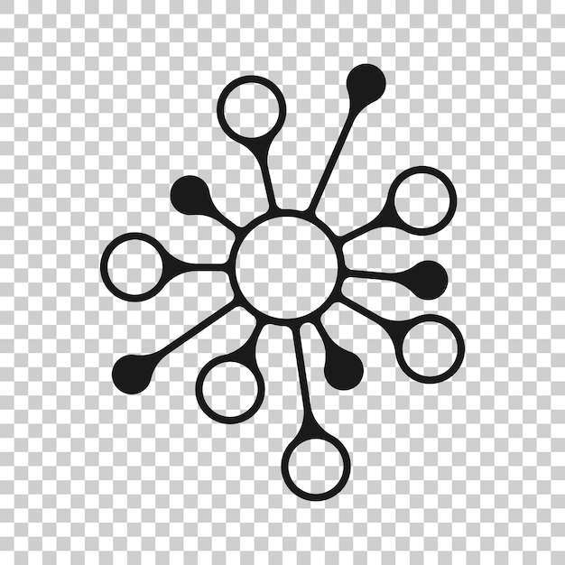 Icône de signe de connexion au réseau du hub dans un style transparent Illustration vectorielle de la molécule d'ADN sur un fond isolé Concept d'entreprise Atom