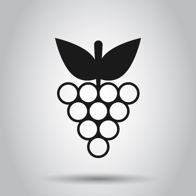 Icône de signe de fruits de raisin dans le style plat Illustration vectorielle de raisin sur fond isolé Concept d'entreprise de raisins de vin