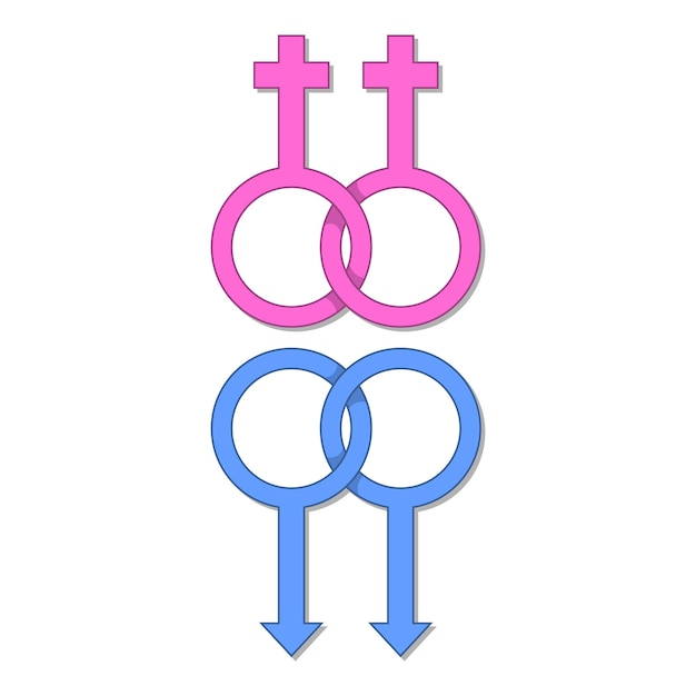 Vecteur icône de signe de genre lesbienne et gay illustration de dessin animé de l'icône vectorielle du signe de genre pour la conception web