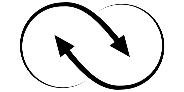 Vecteur icône signe infini de deux flèches sync recycler interaction synergie logo