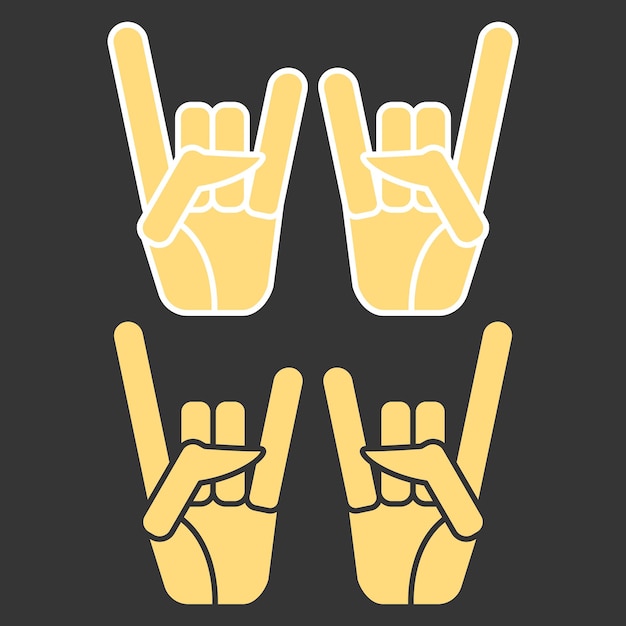 Vecteur icône de signe de main en métal définie illustration vectorielle plane pour l'élément de conception lié à la musique métal