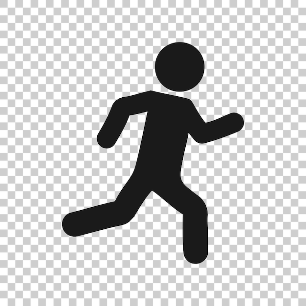 Icône de signe de personnes en course dans un style transparent Illustration vectorielle de silhouette en course sur un fond isolé Concept d'entreprise de jogging de mouvement