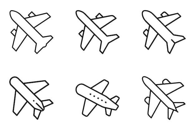 Icône de silhouette d'avion sur fond blanc