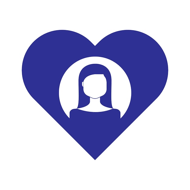 Vecteur icône de silhouette de coeur de femme avec une forme vectorielle plate