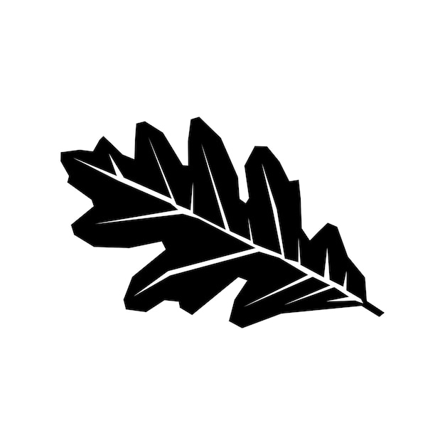 Icône de silhouette noire de feuille de chêne isolée sur un signe d'illustration de fond blanc Création de logo d'art