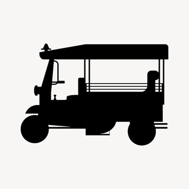 Vecteur icône de silhouette de taxi. thaïlande tuk tuk taxi vector illustration isolé