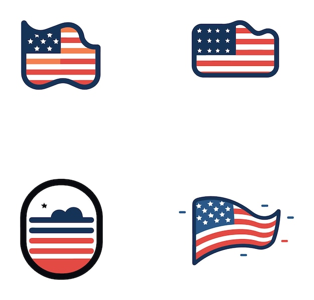 Vecteur icône de silhouette vectorielle illustrée minimale à plat du drapeau des états-unis
