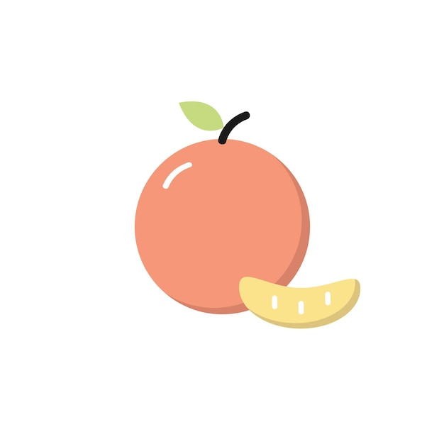 Icône d'une simple orange avec une tranche dans un style de dessin animé plat sur un fond blanc isolé Illustration vectorielle