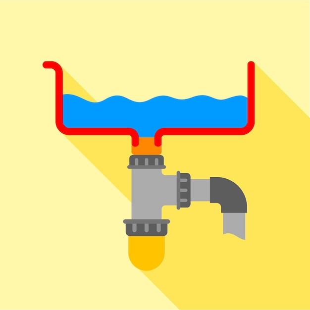 Vecteur icône de siphon de salle de bain illustration plate de l'icône vectorielle du siphon de chambre de bain pour la conception web