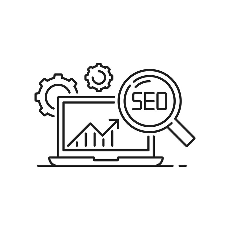 Icône de site Web d'optimisation SEO sous la loupe
