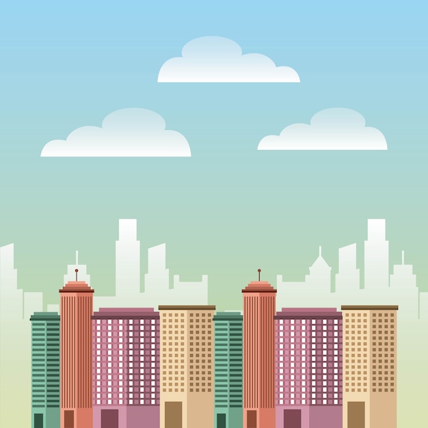 Vecteur icône de skyline de paysage urbain de bâtiments